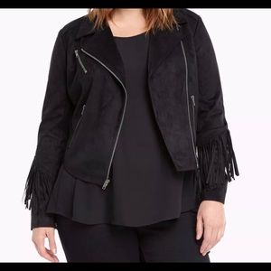 Torrid faux suede fringe crop jacket